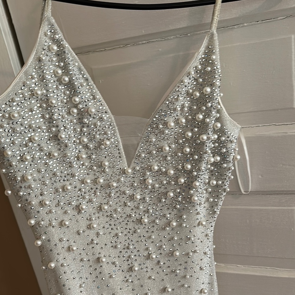 Elegant Pearl and Rhinestone Embellished Dress
